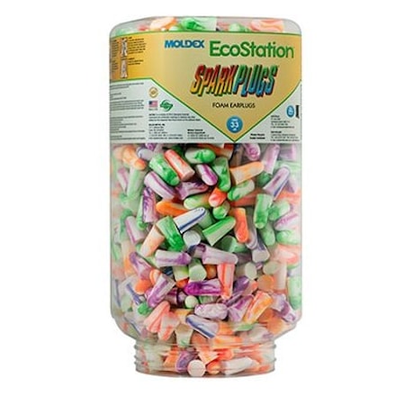 Moldex Disposable Uncorded Ear Plug Dispenser Refill, Bullet Shape, 33 dB, 500 Pairs, Assorted 6704